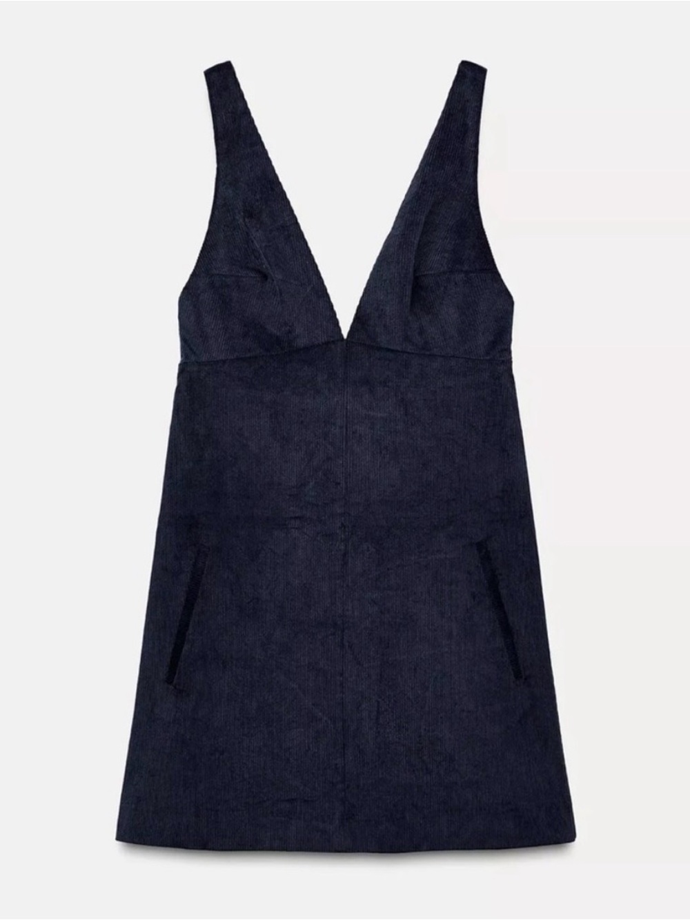 Zara Navy Blue V-Neck A-Line Dress